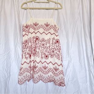 Urban Outfitters white + red embroidered sundress - excellent condition